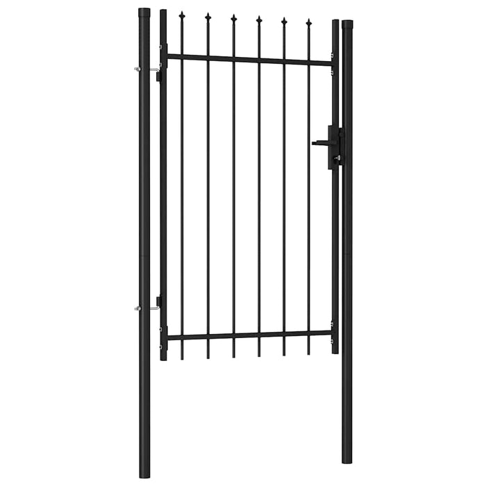 Poartă de gard BOXTEL cu ușă simplă și vârf cu țepi, oțel, 1x1,5 m, negru - WALTI WALTI