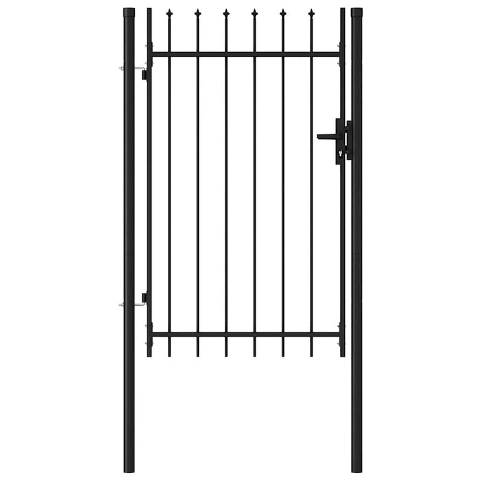 Poartă de gard BOXTEL cu ușă simplă și vârf cu țepi, oțel, 1x1,5 m, negru - WALTI WALTI