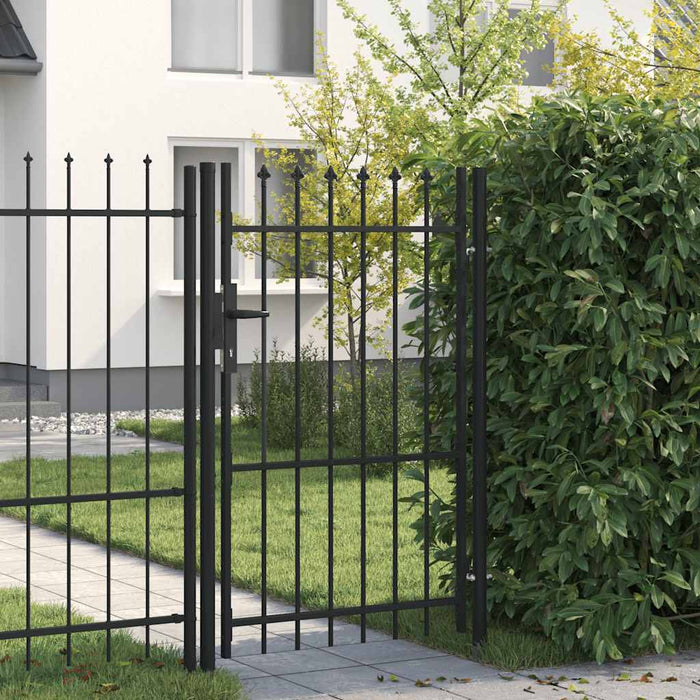 Poartă de gard BOXTEL cu ușă simplă și vârf cu țepi, oțel, 1x1,5 m, negru - WALTI WALTI