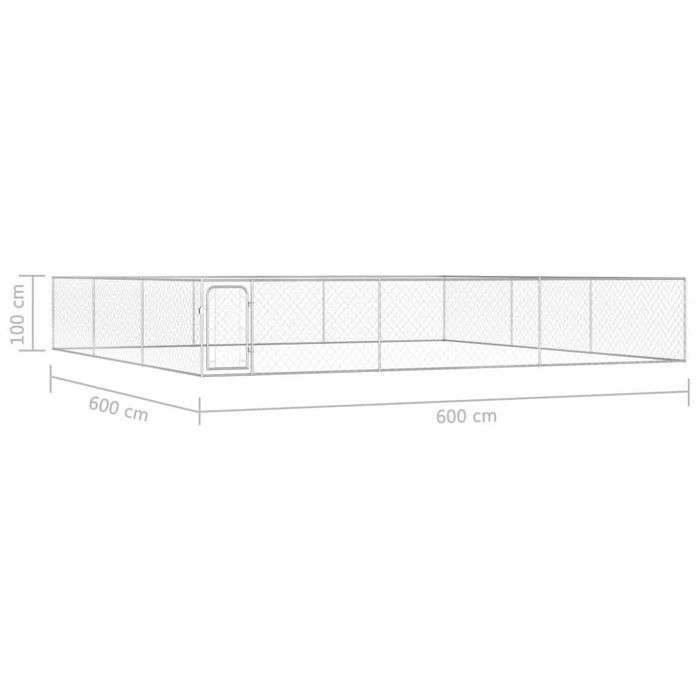 Padoc de exterior pentru câini, 6 x 6 x 1 m, oțel galvanizat - WALTI WALTI