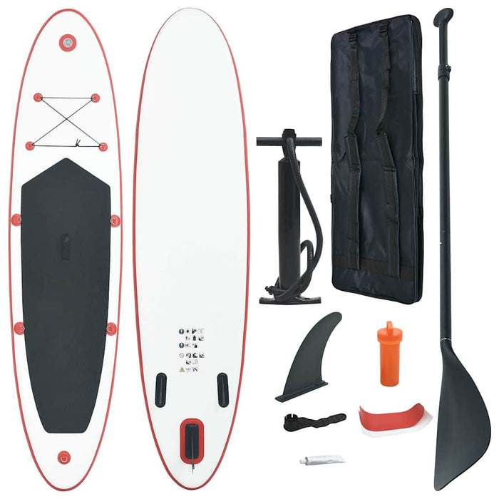 Set placă stand up paddle SUP surf gonflabilă, roșu și alb - WALTI WALTI