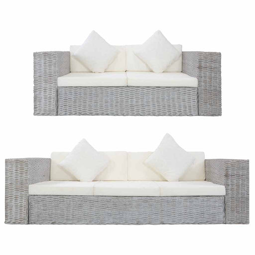 Set de canapea cu perne, 2 piese, gri, ratan natural - WALTI WALTI