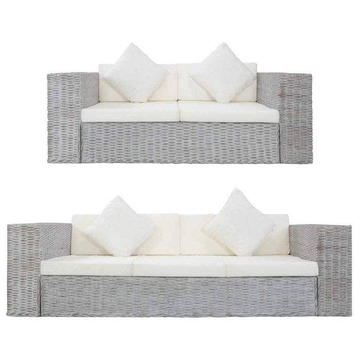 Set de canapea cu perne, 2 piese, gri, ratan natural - WALTI WALTI