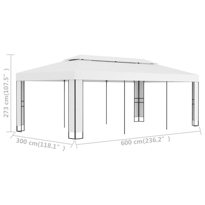 Pavilion cu acoperiș dublu, alb, 3 x 6 m - WALTI WALTI