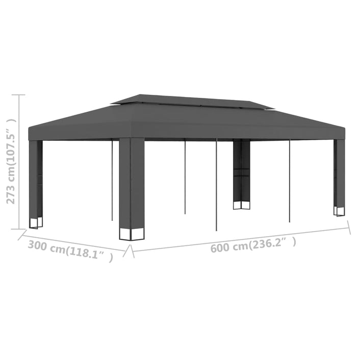 Pavilion cu acoperiș dublu, antracit, 3 x 6 m - WALTI WALTI