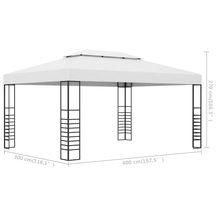 Pavilion de grădină, alb, 4x3x2,7 cm, oțel vopsit electrostatic - WALTI WALTI