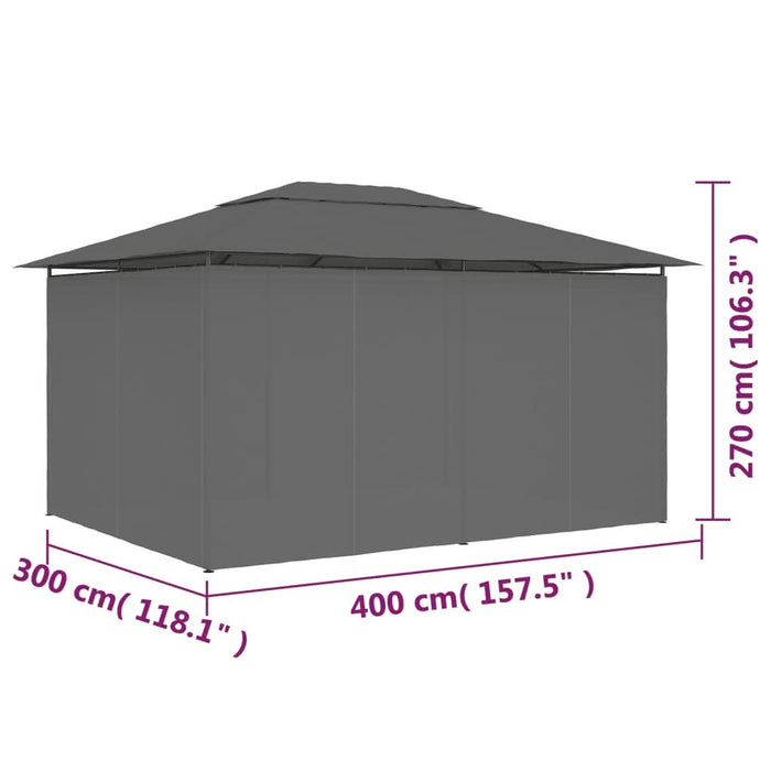 Cort de grădină cu perdele, antracit, 4 x 3 m - WALTI WALTI