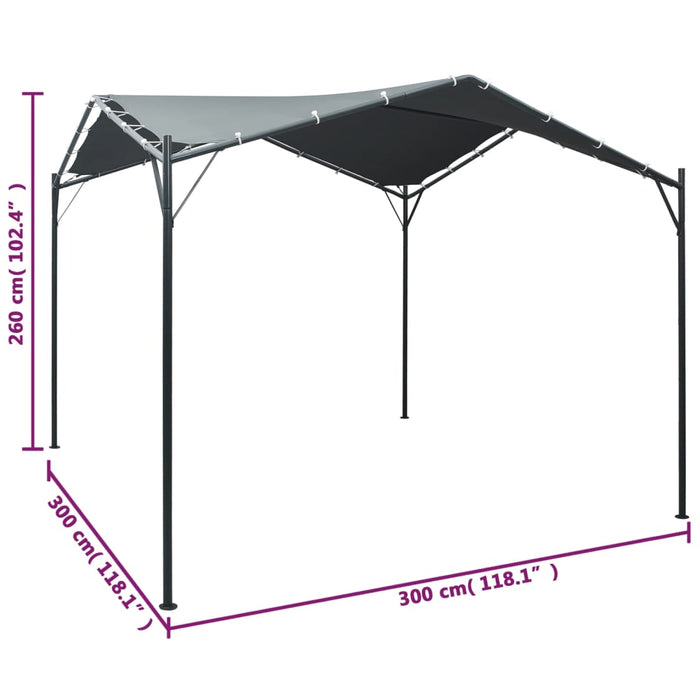 Pavilion cort foișor copertină, antracit, 3 x 3 m, oțel WALTI
