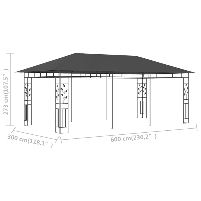 Pavilion cu plasă anti-țânțari, antracit, 6 x 3 x 2,73 m - WALTI WALTI