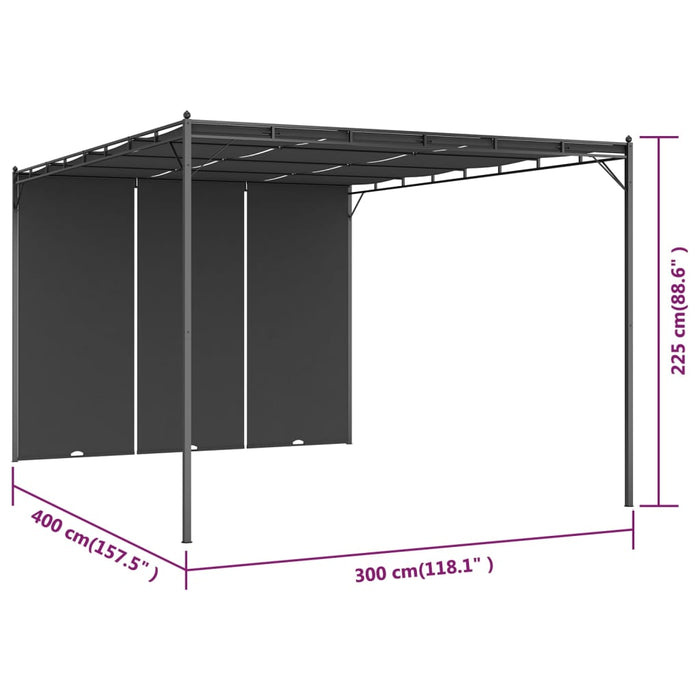Pavilion de grădină cu perdea laterală, antracit, 4x3x2,25 m - WALTI WALTI