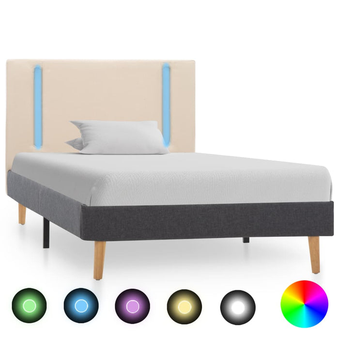 Cadru pat cu LED, crem și gri închis, 100 x 200 cm, textil WALTI