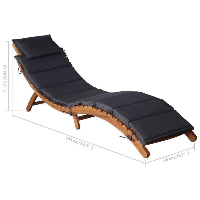 | Șezlong | gri închis 55 x 184 x 64cm Lemn Solid de Acacia WALTI