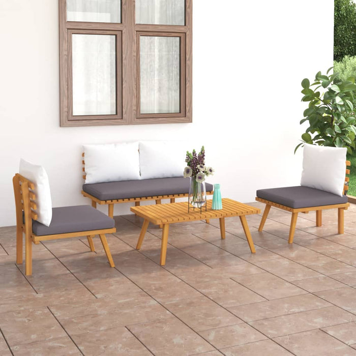 Set mobilier de grădină cu perne, 4 piese, lemn masiv de acacia - WALTI WALTI