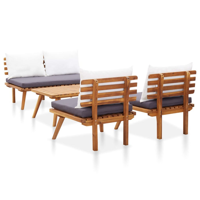 Set mobilier de grădină cu perne, 4 piese, lemn masiv de acacia - WALTI WALTI