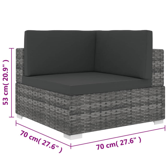 Scaun de colț modular cu perne, gri, poliratan WALTI