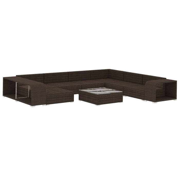 Set mobilier de grădină cu perne, 10 piese, maro, poliratan WALTI
