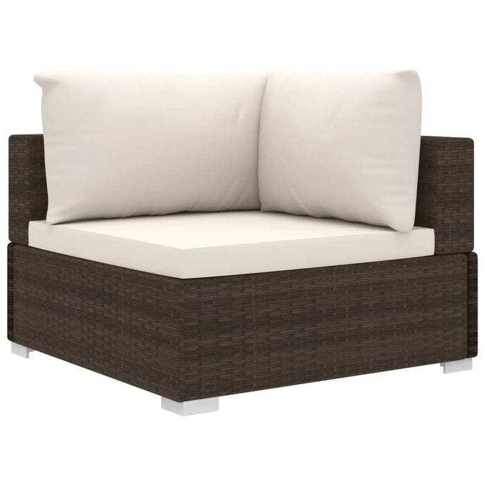 Set mobilier de grădină cu perne, 10 piese, maro, poliratan WALTI