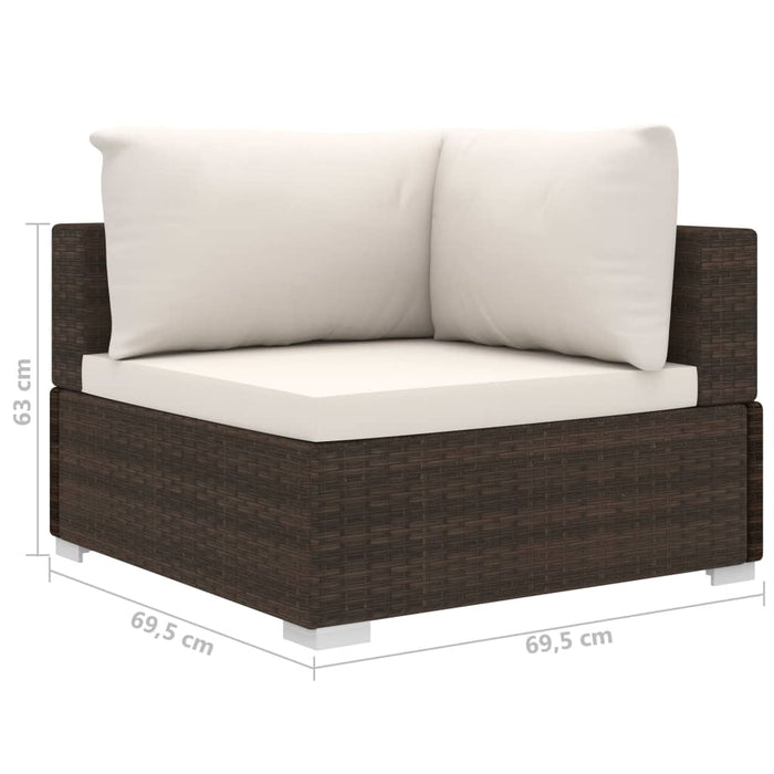 Set mobilier de grădină cu perne, 10 piese, maro, poliratan WALTI