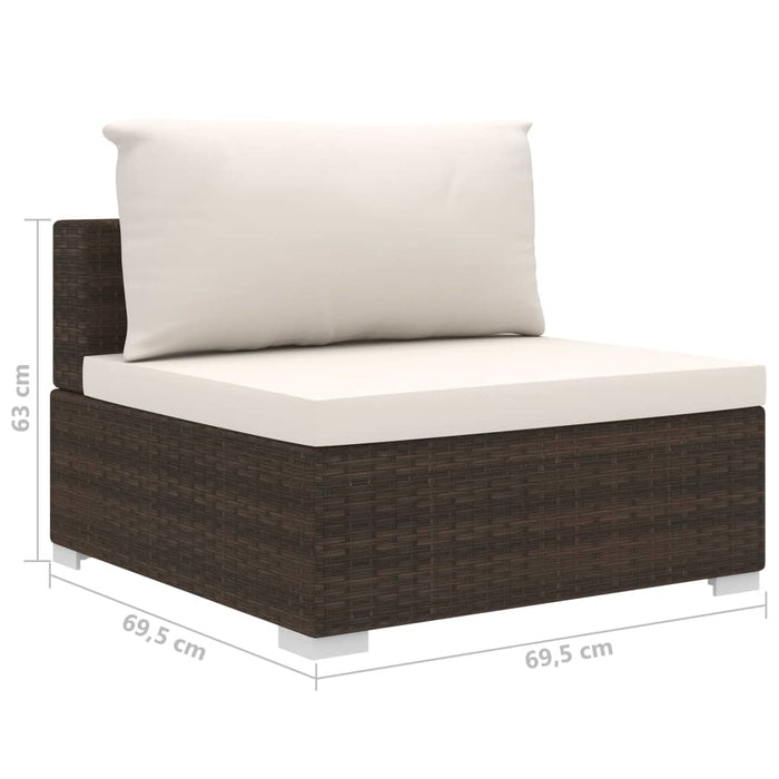 Set mobilier de grădină cu perne, 10 piese, maro, poliratan WALTI
