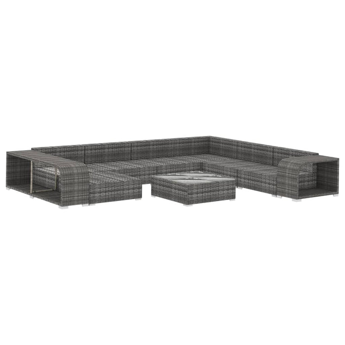 Set mobilier de grădină cu perne, 10 piese, gri, poliratan WALTI