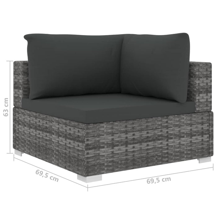 Set mobilier de grădină cu perne, 10 piese, gri, poliratan WALTI
