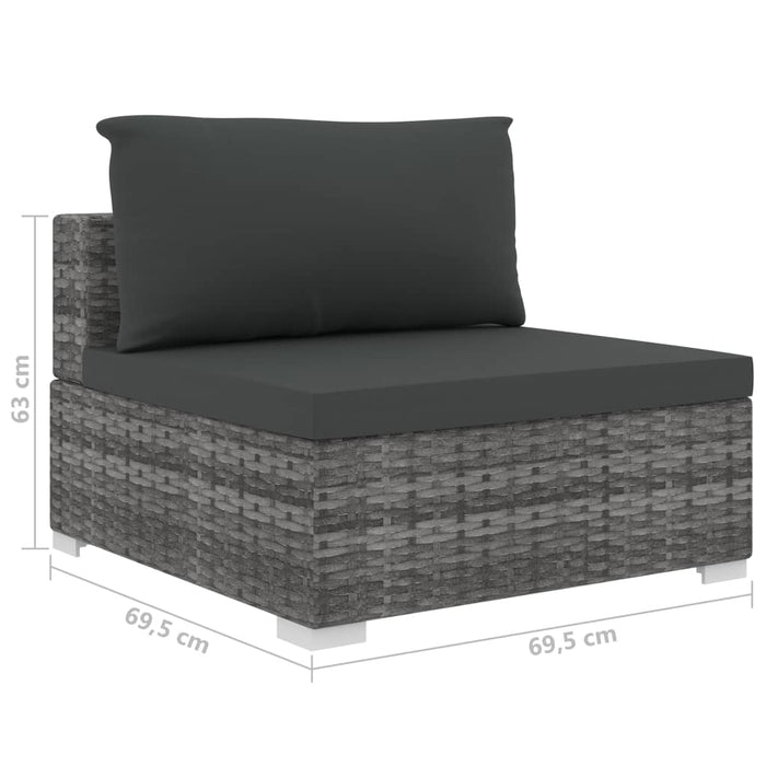 Set mobilier de grădină cu perne, 10 piese, gri, poliratan WALTI