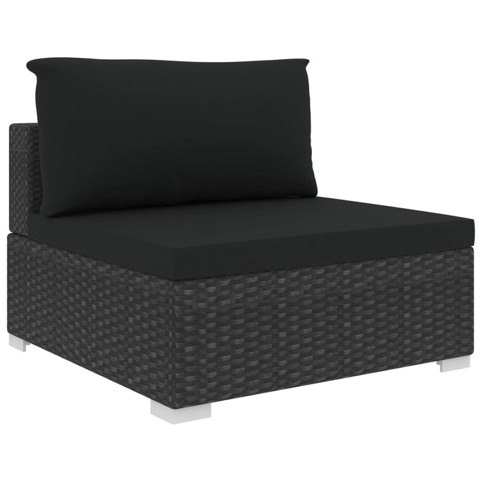Set mobilier de grădină cu perne, 10 piese, negru, poliratan WALTI