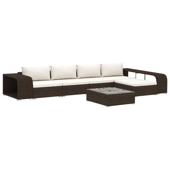 Set mobilier de grădină cu perne, 8 piese, maro, poliratan WALTI