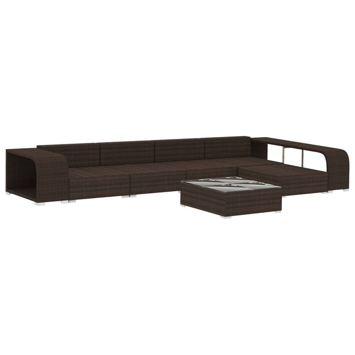Set mobilier de grădină cu perne, 8 piese, maro, poliratan WALTI