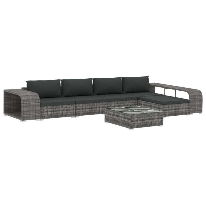 Set mobilier de grădină cu perne, 8 piese, gri, poliratan - WALTI WALTI