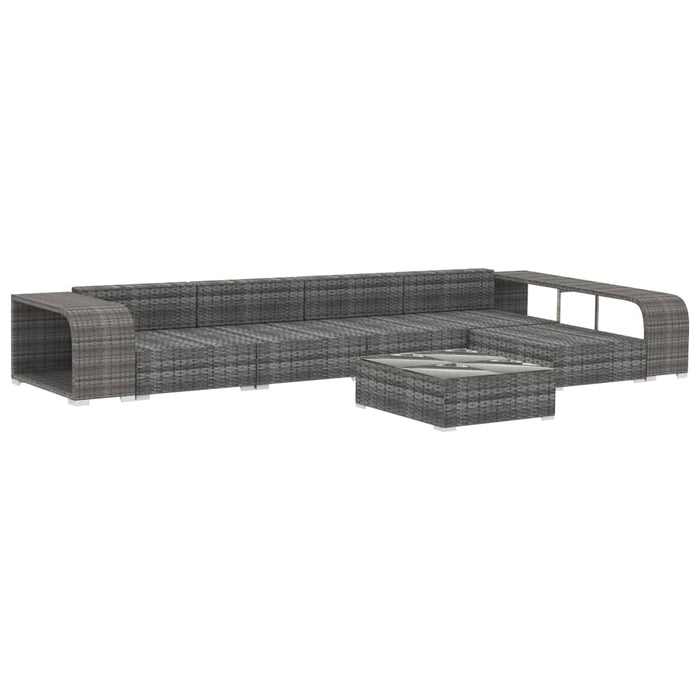Set mobilier de grădină cu perne, 8 piese, gri, poliratan - WALTI WALTI