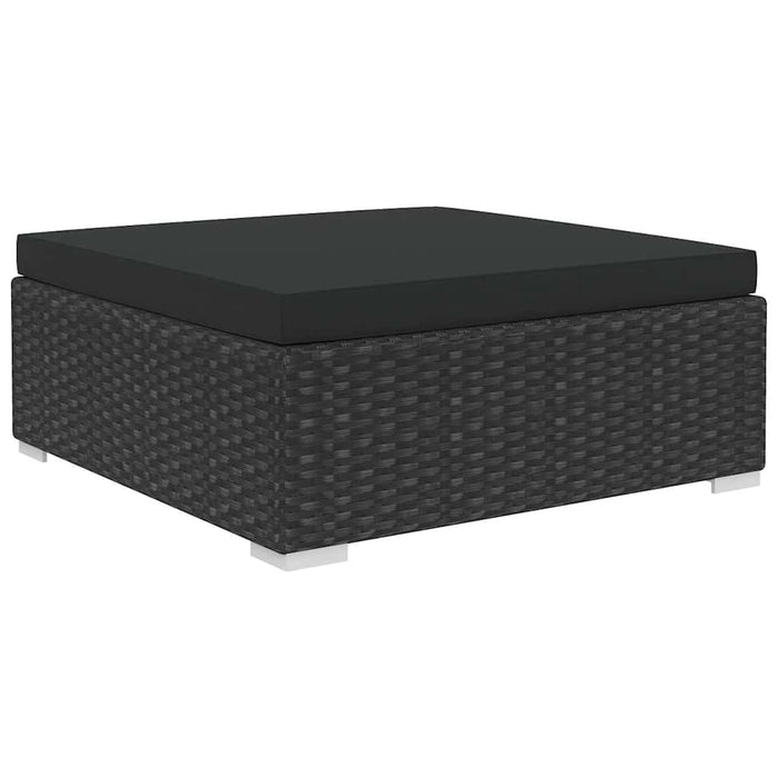Set mobilier de grădină cu perne, 8 piese, negru, poliratan WALTI