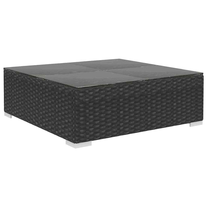 Set mobilier de grădină cu perne, 8 piese, negru, poliratan WALTI