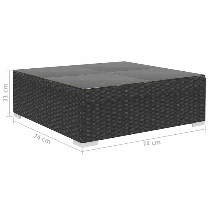 Set mobilier de grădină cu perne, 8 piese, negru, poliratan WALTI
