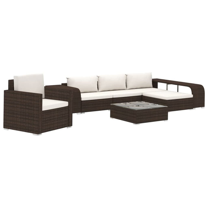 Set mobilier de grădină cu perne, 8 piese, maro, poliratan WALTI