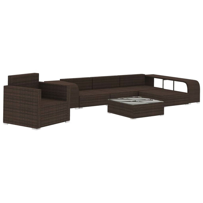 Set mobilier de grădină cu perne, 8 piese, maro, poliratan WALTI
