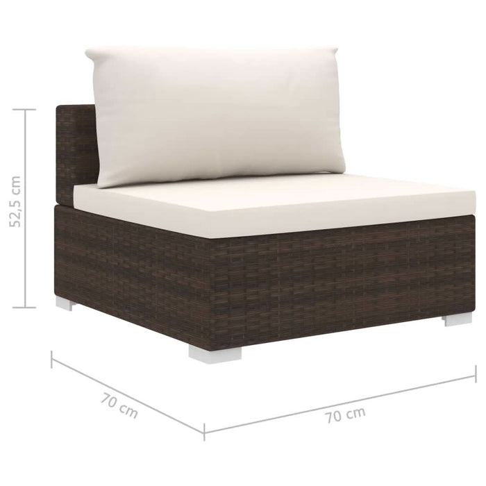 Set mobilier de grădină cu perne, 8 piese, maro, poliratan WALTI