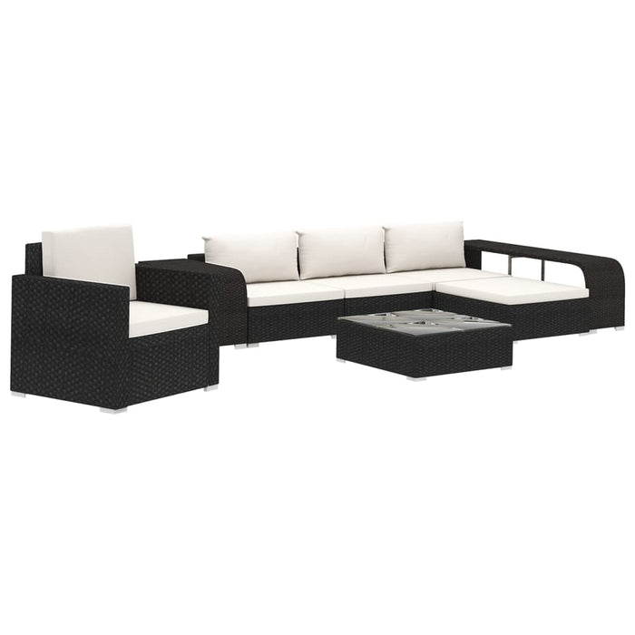 Set mobilier de grădină cu perne, 8 piese, negru, poliratan - WALTI WALTI