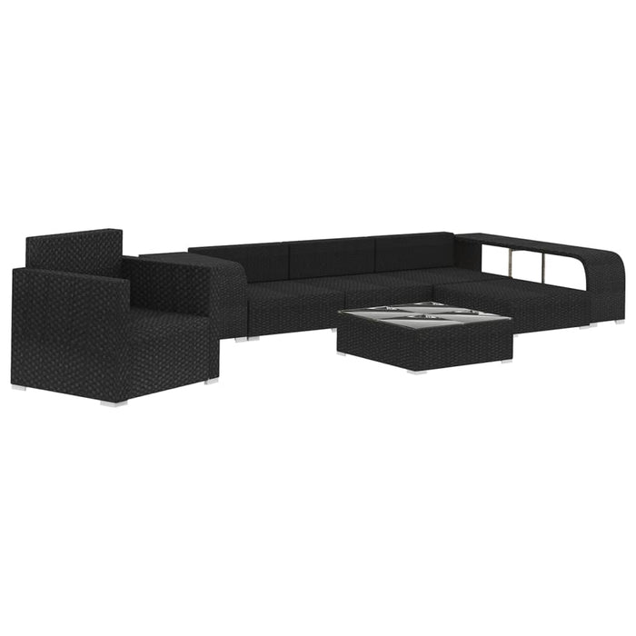 Set mobilier de grădină cu perne, 8 piese, negru, poliratan - WALTI WALTI