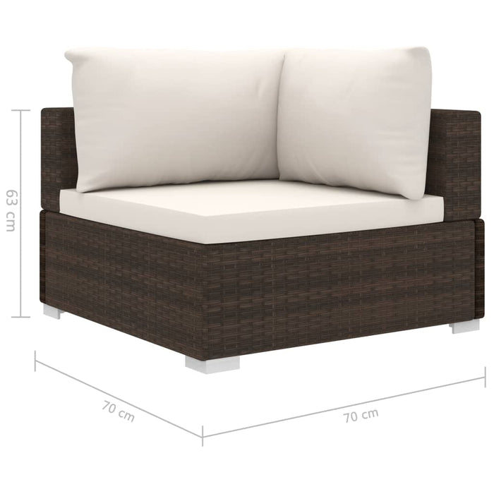 Set mobilier de grădină cu perne, 11 piese, maro, poliratan - WALTI WALTI