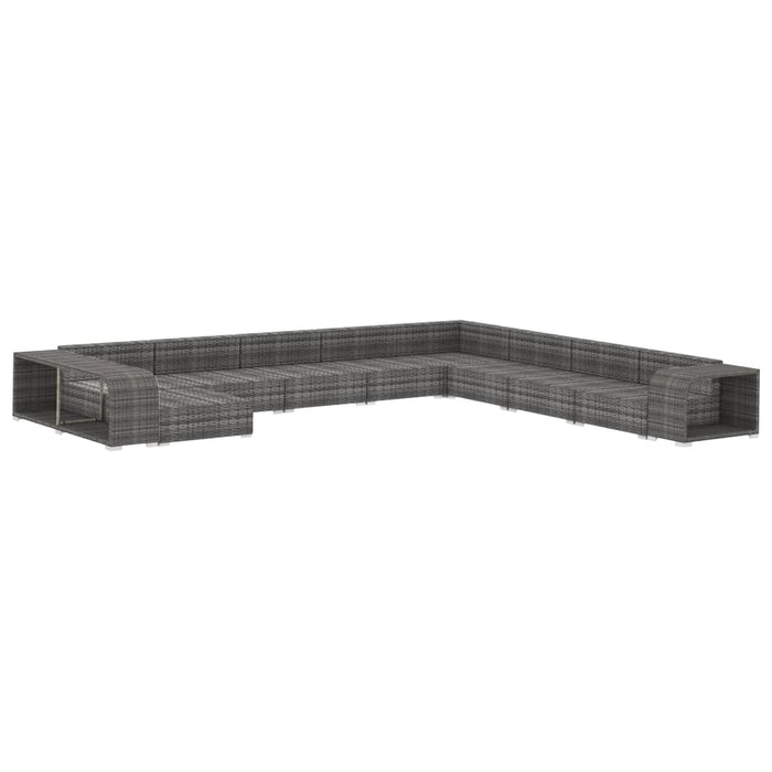 Set mobilier de grădină cu perne, 11 piese, gri, poliratan - WALTI WALTI