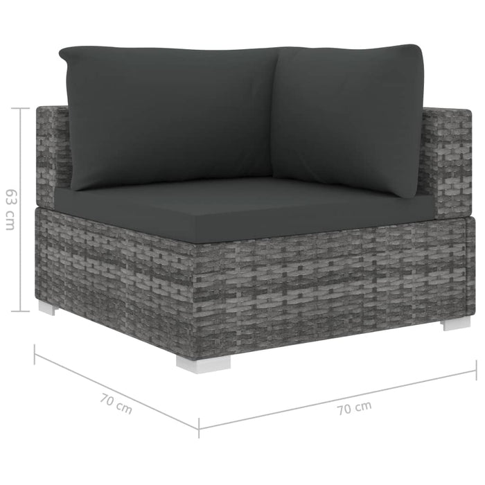 Set mobilier de grădină cu perne, 11 piese, gri, poliratan - WALTI WALTI