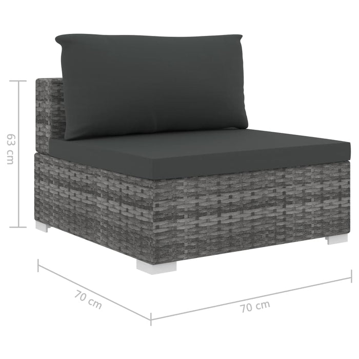 Set mobilier de grădină cu perne, 11 piese, gri, poliratan - WALTI WALTI