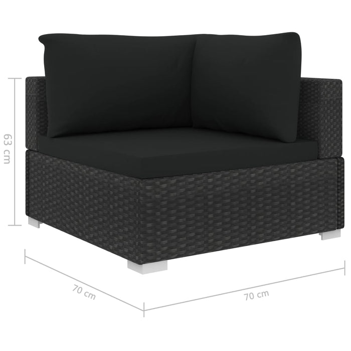 Set mobilier de grădină cu perne, 11 piese, negru, poliratan WALTI