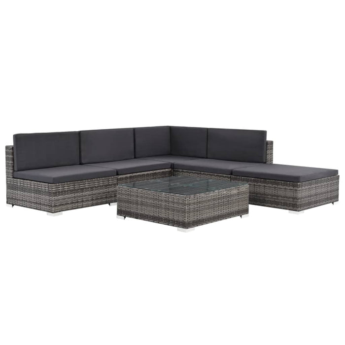 Set mobilier de grădină cu perne, 6 piese, gri, poliratan WALTI