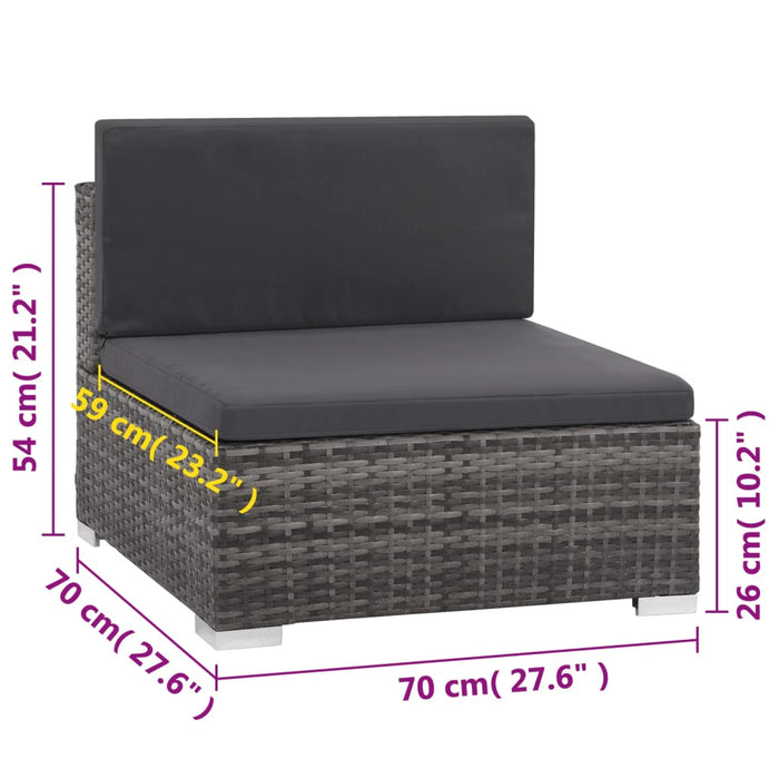 Set mobilier de grădină cu perne, 6 piese, gri, poliratan WALTI
