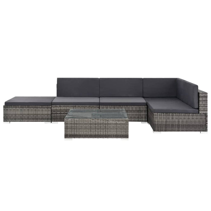 Set mobilier de grădină cu perne, 6 piese, gri, poliratan WALTI