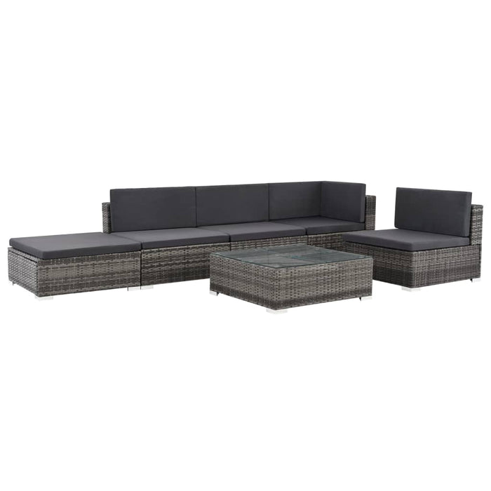 Set mobilier de grădină cu perne, 6 piese, gri, poliratan WALTI