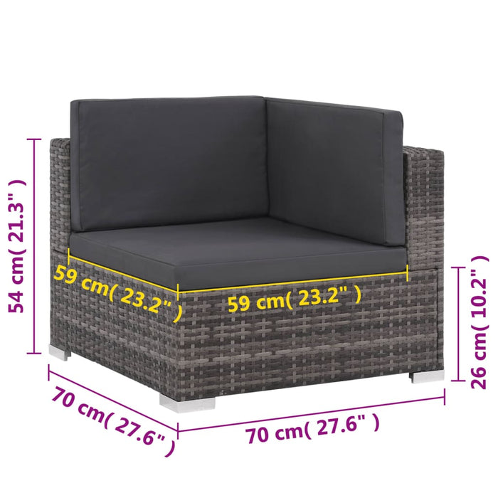 Set mobilier de grădină cu perne, 6 piese, gri, poliratan WALTI