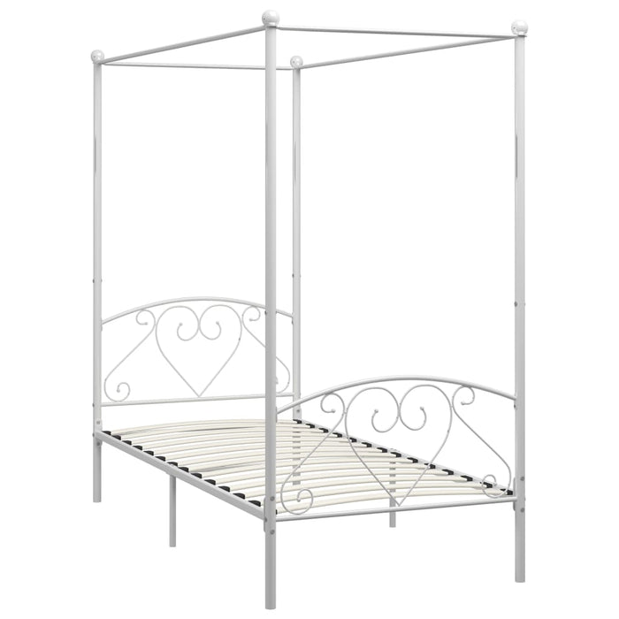 Cadru de pat cu baldachin, alb, 120 x 200 cm, metal - WALTI WALTI
